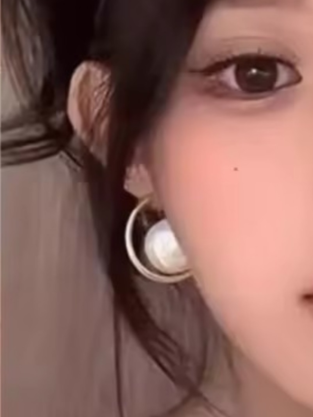 Silver Hoop Pearl Stud Earrings